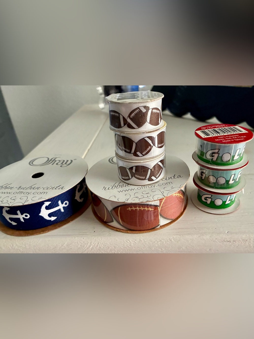 Football, Golf, Nautical Print Grosgrain Ribbon Set
